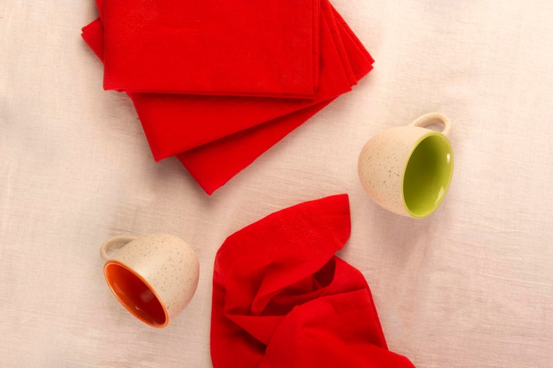 DG Collections 100% Cotton Flour Sack Towels â€“ 12 Pack, 27x27 Inches, Red, Lint-Free, Pre-Washed, Hemmed Edges â€“ Reusable Kitchen Towels for Cleaning, Embroidery, Printing & Crafts - Red - Image 5